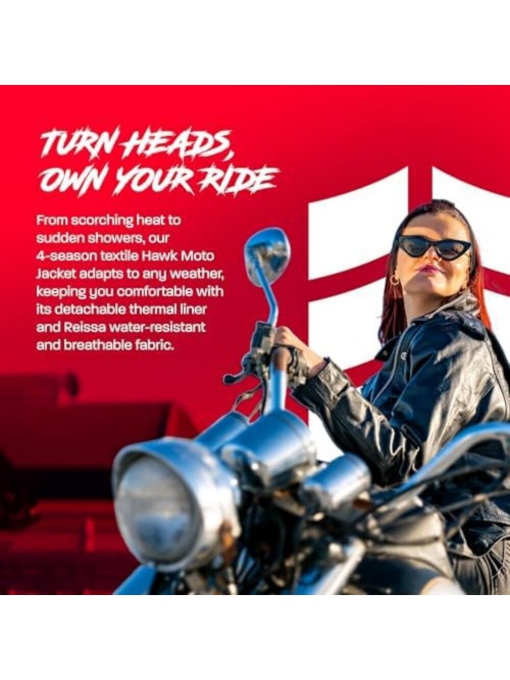 Genuine Leather Motorcycle Jacket for Women | Weather & Water Resistant Riding - Picture 4 of 6